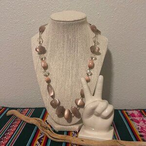 Peyote Bird Free Spirit Boho Polished Stone Statement Necklace W/ Clear Crystal